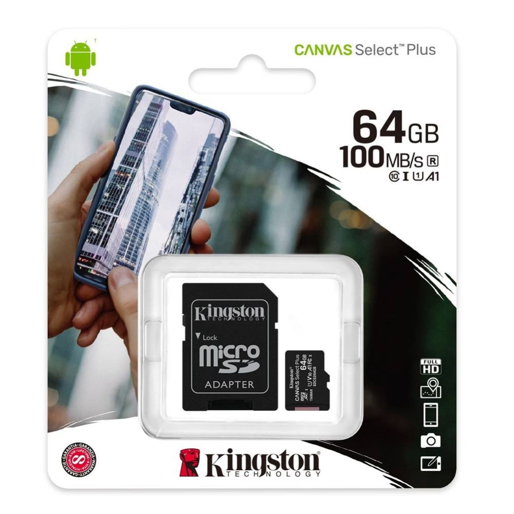 Memoria Micro SD 64GB 100mb/s Kingston Canvas Select