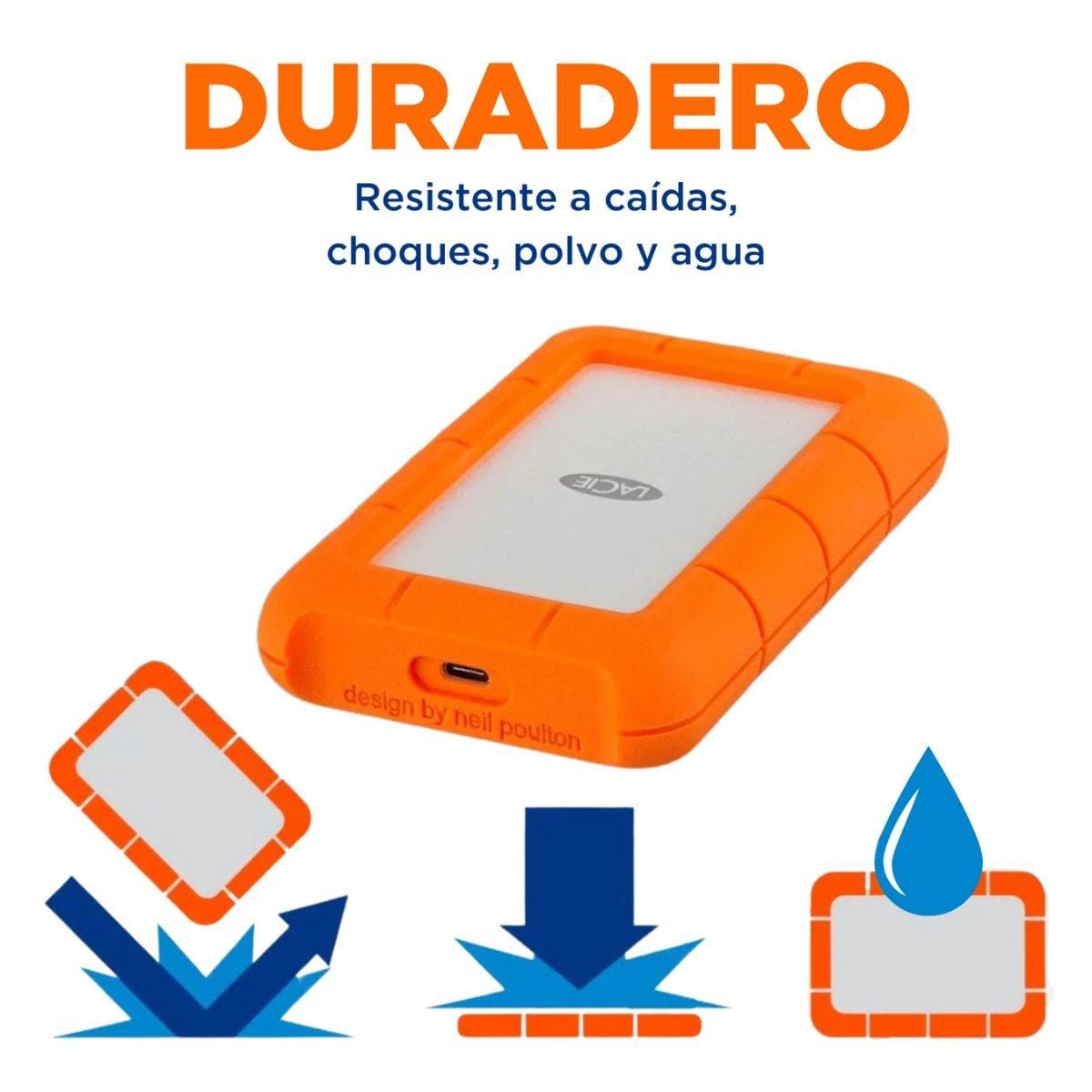 Disco duro externo LaCie Rugged USB-C 4TB