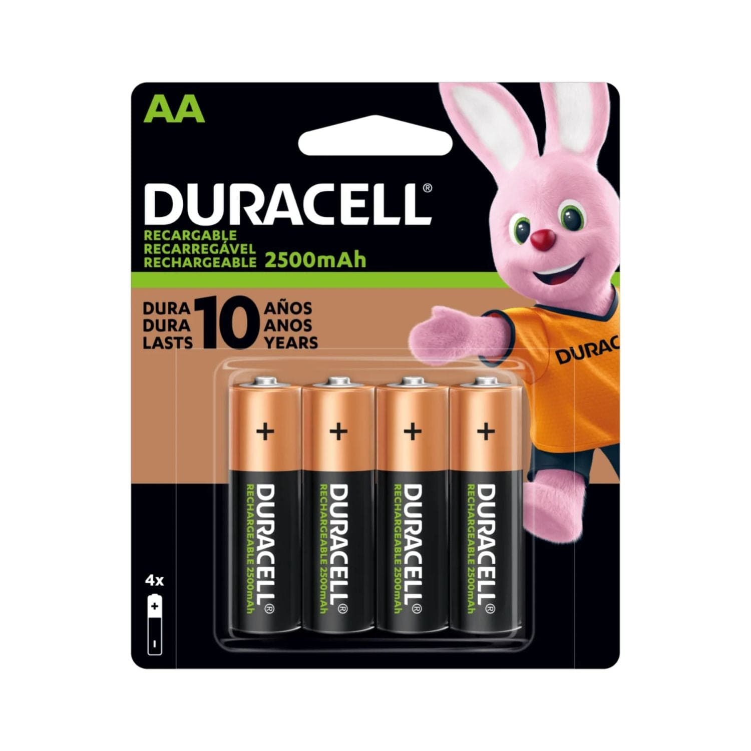 Kit Pilas Recargables 2500 mAh +Cargador + 4 pilas recargables AA